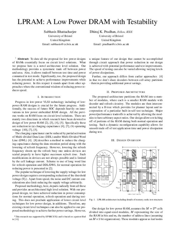 (PDF) LPRAM: a low power DRAM with testability