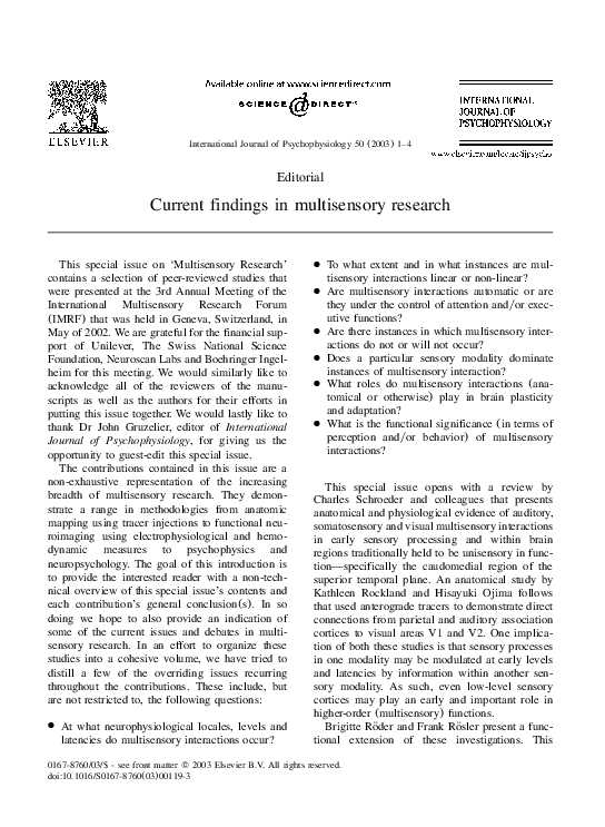 (PDF) Current findings in multisensory research