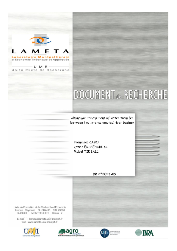 (PDF) Dynamic management of water transfer between two interconnected ...