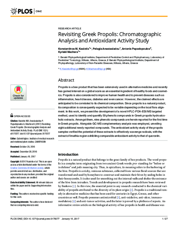 (PDF) Revisiting Greek Propolis: Chromatographic Analysis and ...