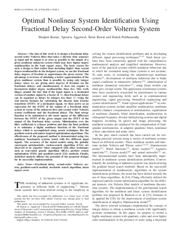 (PDF) Optimal nonlinear system identification using fractional delay ...