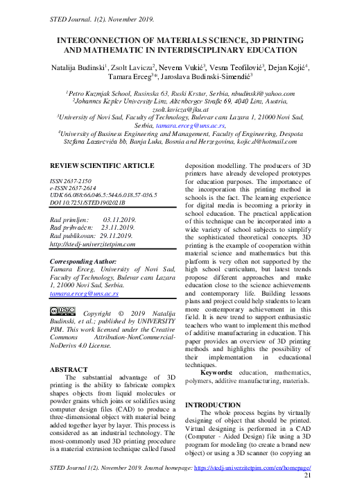 (PDF) Interconnection of Materials Science, 3D Printing and Mathematic ...