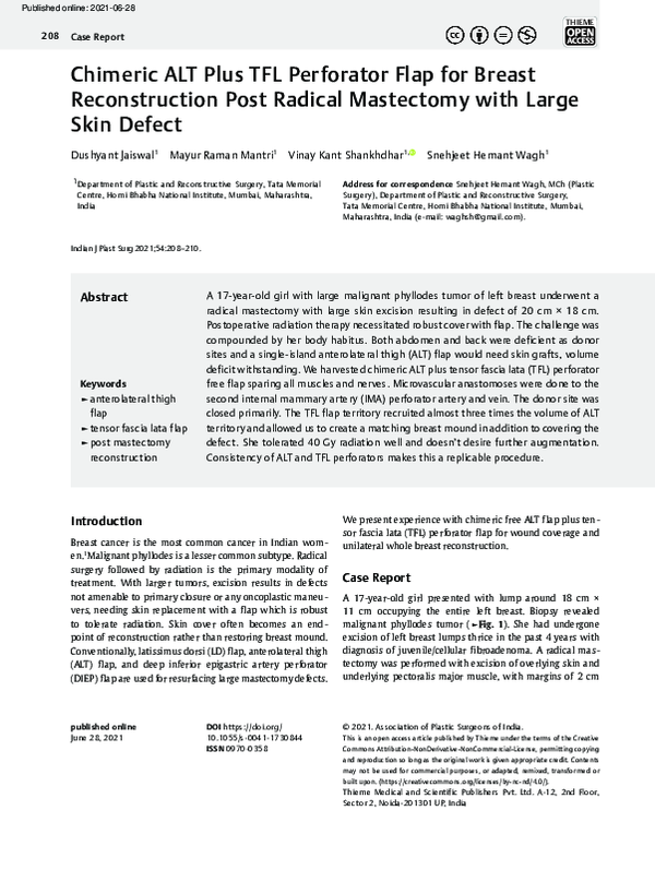 (PDF) Chimeric ALT Plus TFL Perforator Flap for Breast Reconstruction ...
