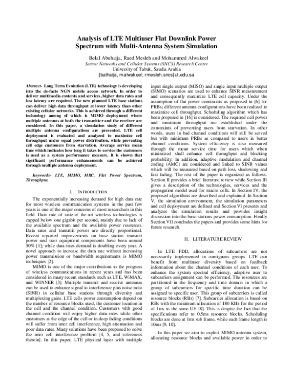 (PDF) Analysis of LTE Multiuser Flat Downlink Power Spectrum with Multi ...