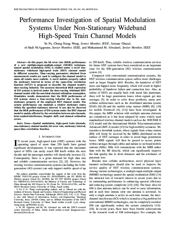 (PDF) Performance Investigation of Spatial Modulation Systems Under Non ...