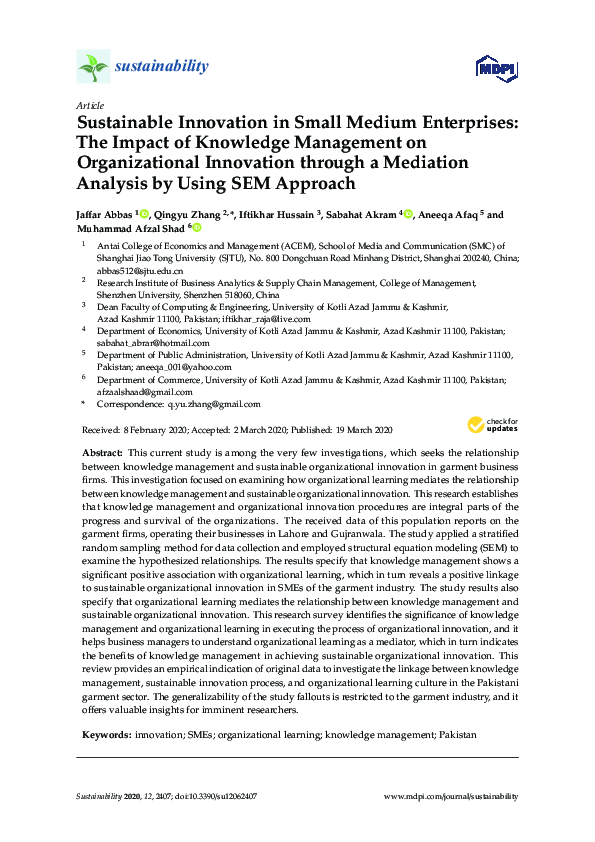 (PDF) Sustainable Innovation in Small Medium Enterprises: The Impact of ...