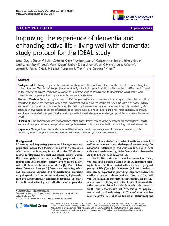 (PDF) Improving the experience of dementia and enhancing active life ...