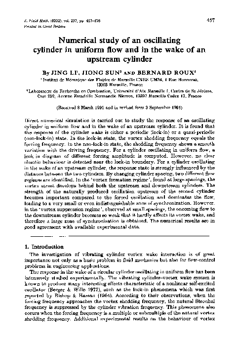 (PDF) Numerical study of an oscillating cylinder in uniform flow and in ...
