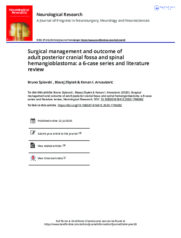 (PDF) Surgical management and outcome of adult posterior cranial fossa ...
