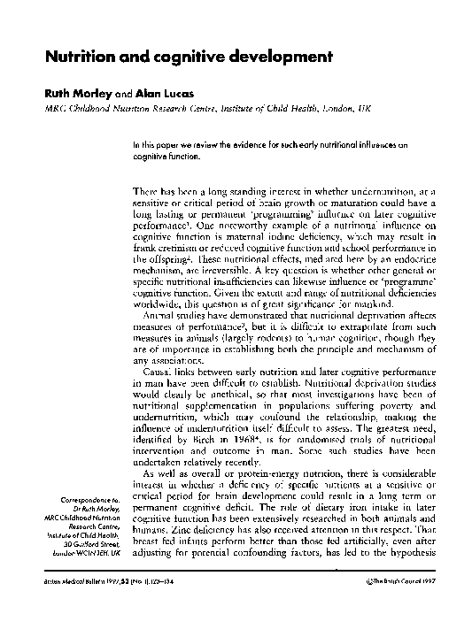 (PDF) Nutrition and cognitive development