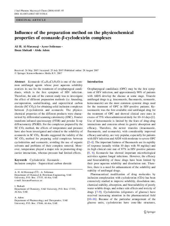 (PDF) Influence of the preparation method on the physicochemical ...