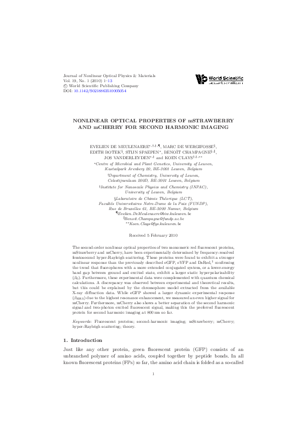(PDF) NONLINEAR OPTICAL PROPERTIES OF mSTRAWBERRY AND mCHERRY FOR ...
