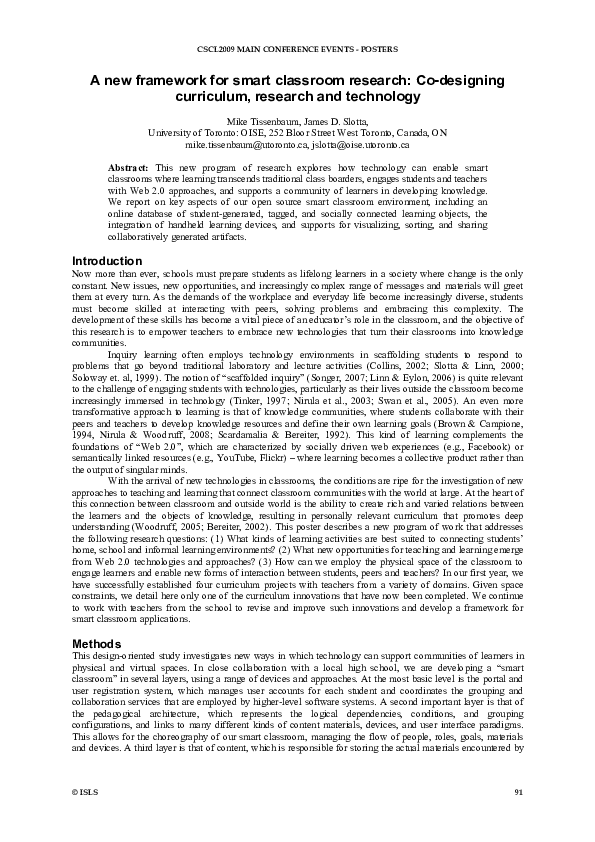 (PDF) A new framework for smart classroom research: co-designing ...