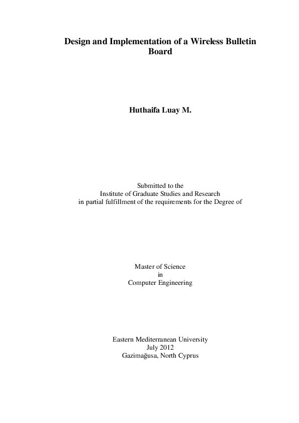  PDF Design And Implementation Of A Wireless Bulletin Board Huthaifa 