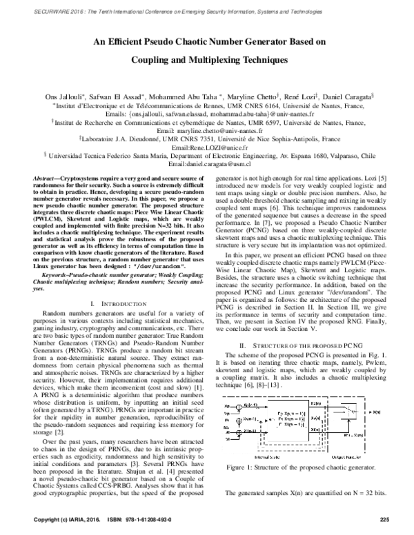 (PDF) An efficient pseudo chaotic number generator based on coupling ...