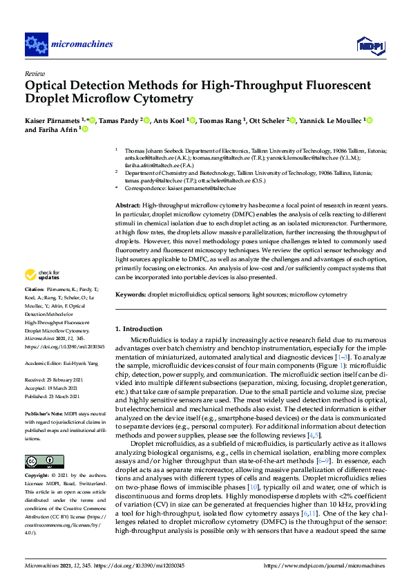 (PDF) Optical Detection Methods for High-Throughput Fluorescent Droplet ...