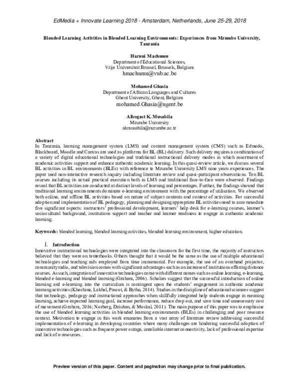  PDF Blended Learning Activities In Blended Learning Environments 