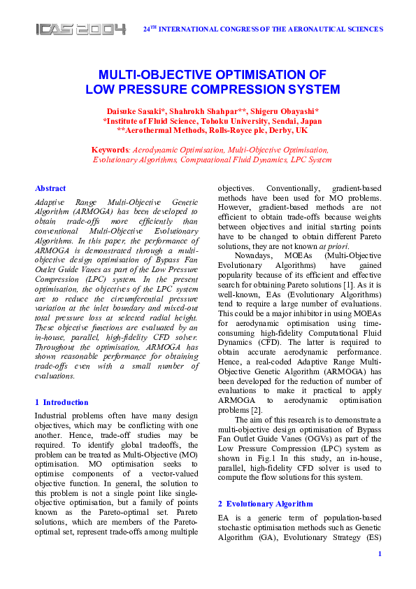(PDF) Comparison of multi-objective optimization methodologies for ...