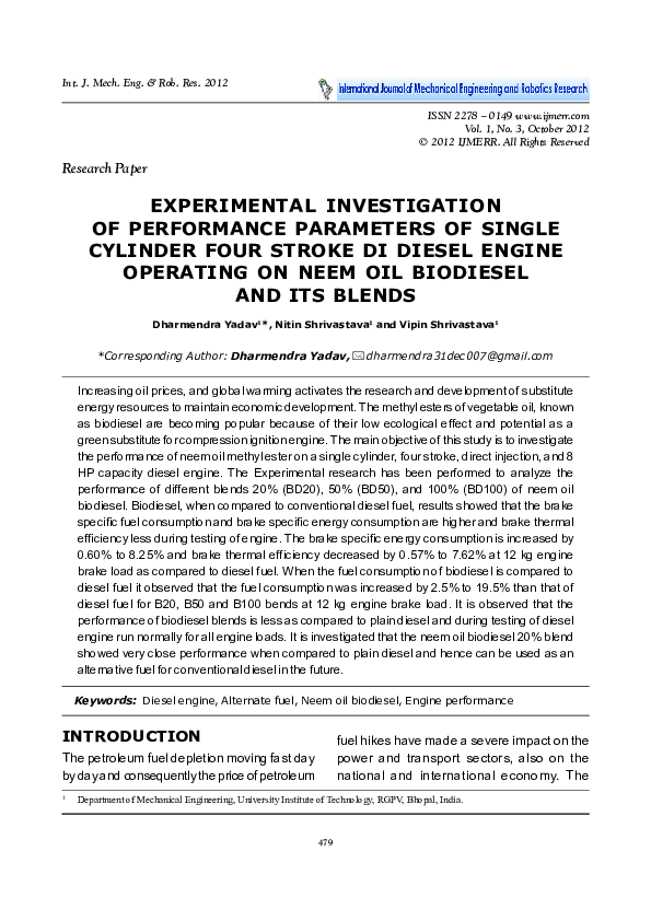 (PDF) Experimental Investigation of Performance Parameters of Single ...