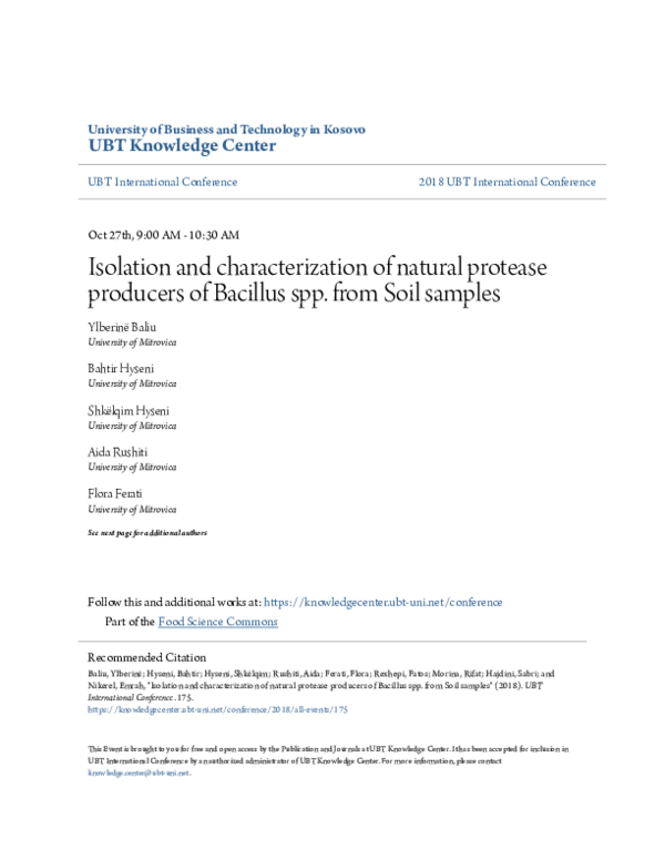 (PDF) Isolation and characterization of natural protease producers of ...