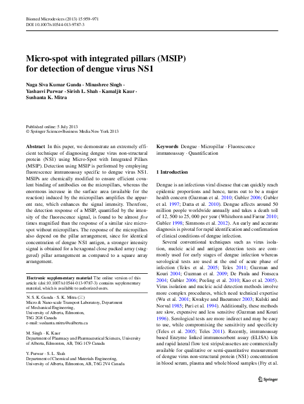 (PDF) Microspot with Integrated Pillars (MSIP) for the Detection of ...