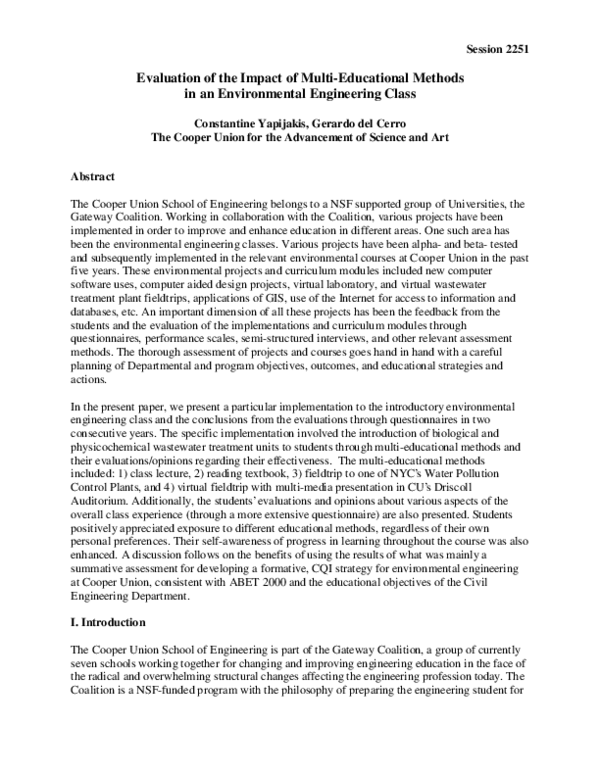 (PDF) Evaluation of the Impact of Multi-Educational Methods in an ...