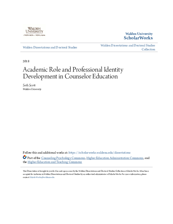 (PDF) Academic Role and Professional Identity Development in Counselor ...