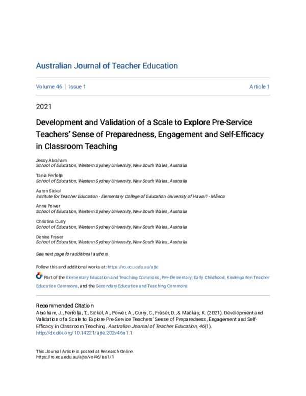 (PDF) Development and Validation of a Scale to Explore Pre-Service ...