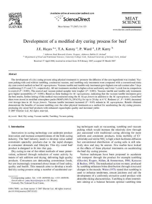 (PDF) Development of a modified dry curing process for beef