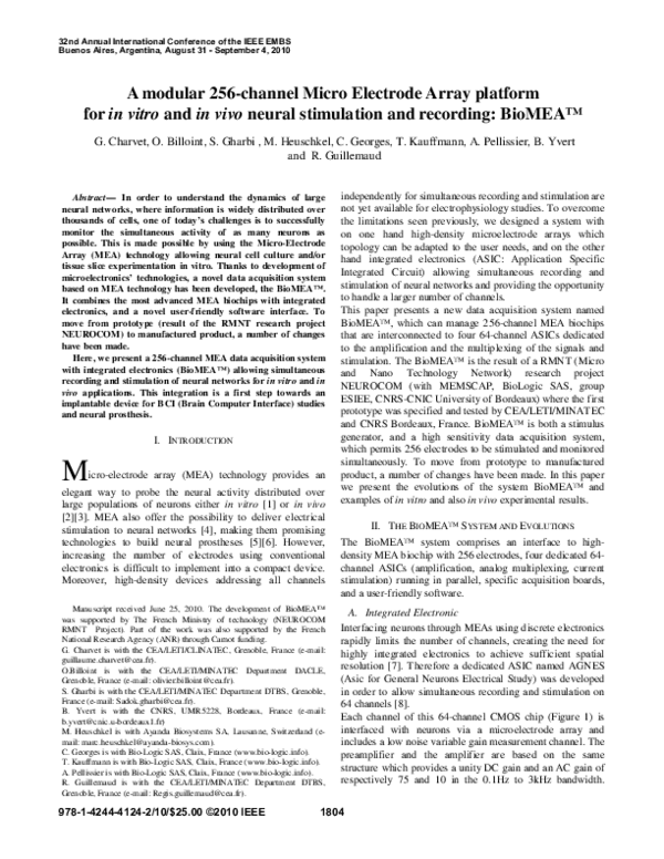 (PDF) A modular 256-channel Micro Electrode Array platform for in vitro ...