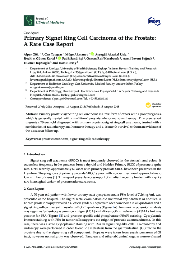 (PDF) Primary Signet Ring Cell Carcinoma of the Prostate: A Rare Case ...
