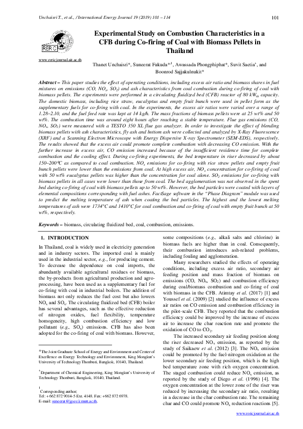 (PDF) Experimental Study on Combustion Characteristics in a CFB during ...