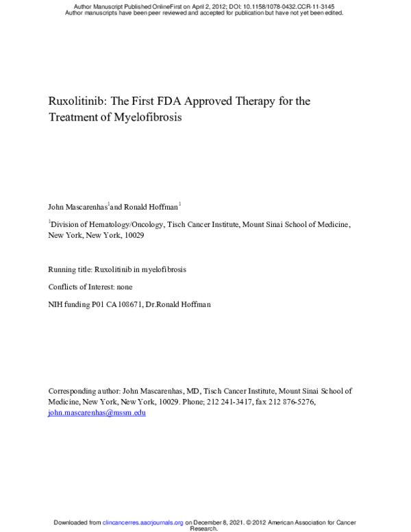(PDF) Therapy for the Treatment of Myelofibrosis