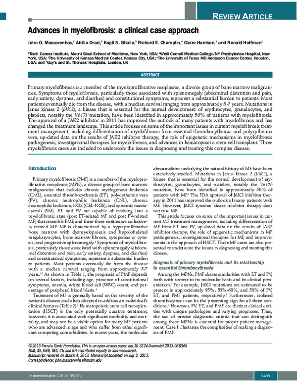 (PDF) Advances in myelofibrosis: a clinical case approach