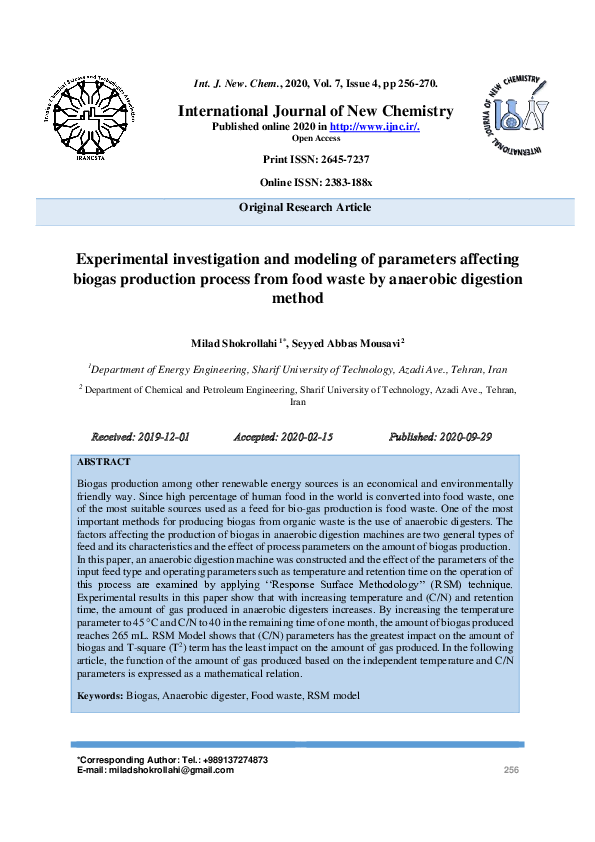 (PDF) Experimental investigation and modeling of parameters affecting ...