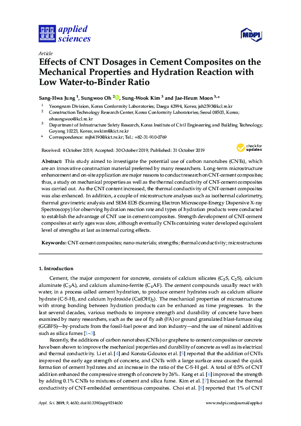 (PDF) Effects of CNT Dosages in Cement Composites on the Mechanical ...