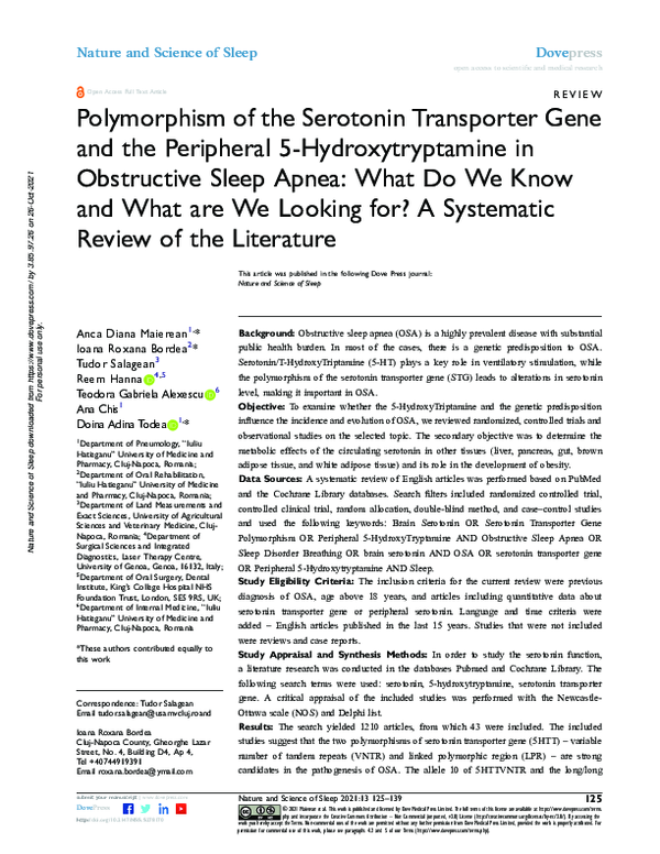 (PDF) Polymorphism of the Serotonin Transporter Gene and the Peripheral ...