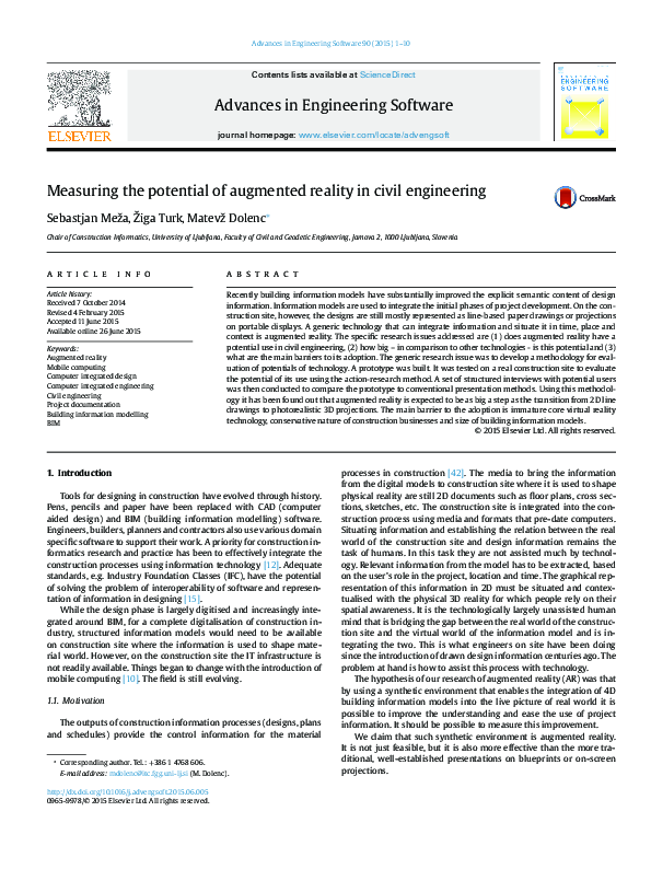 (PDF) Measuring the potential of augmented reality in civil engineering