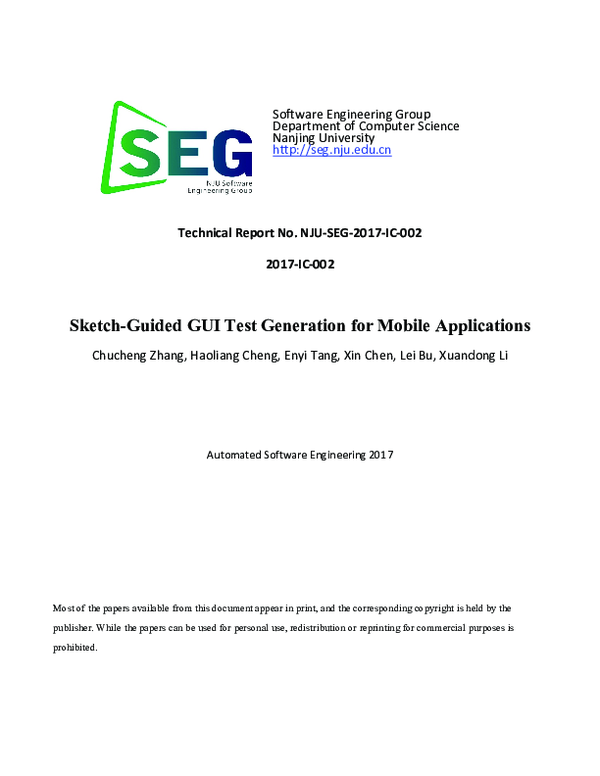 (PDF) Sketch-guided GUI test generation for mobile applications