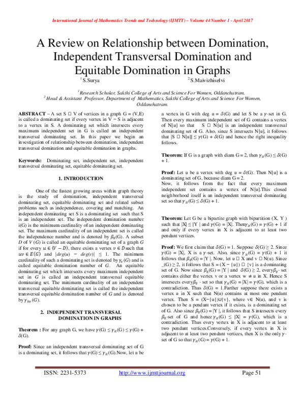 (PDF) A Review on Relationship between Domination Independent ...