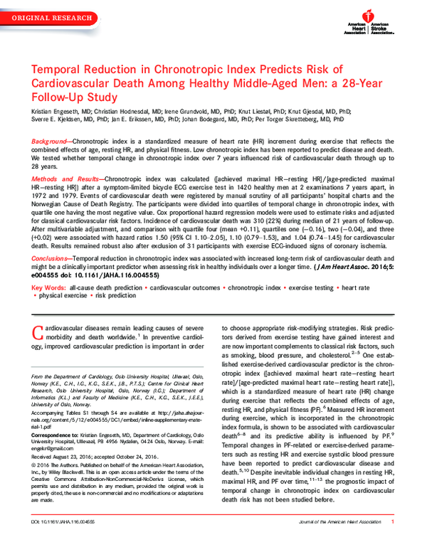 (PDF) Temporal Reduction in Chronotropic Index Predicts Risk of ...