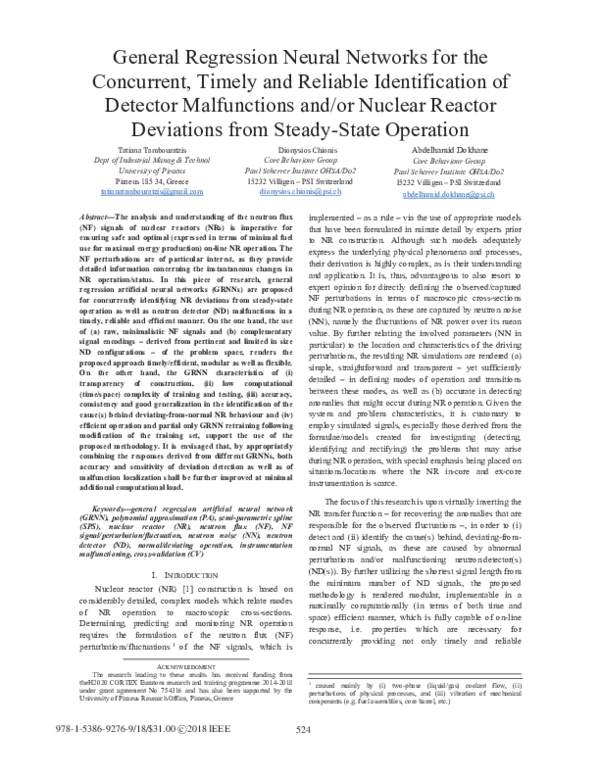 (PDF) General Regression Neural Networks for the Concurrent, Timely and ...