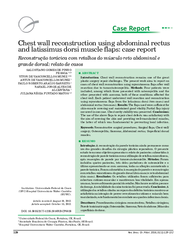 (PDF) Chest wall reconstruction using abdominal rectus and latissimus