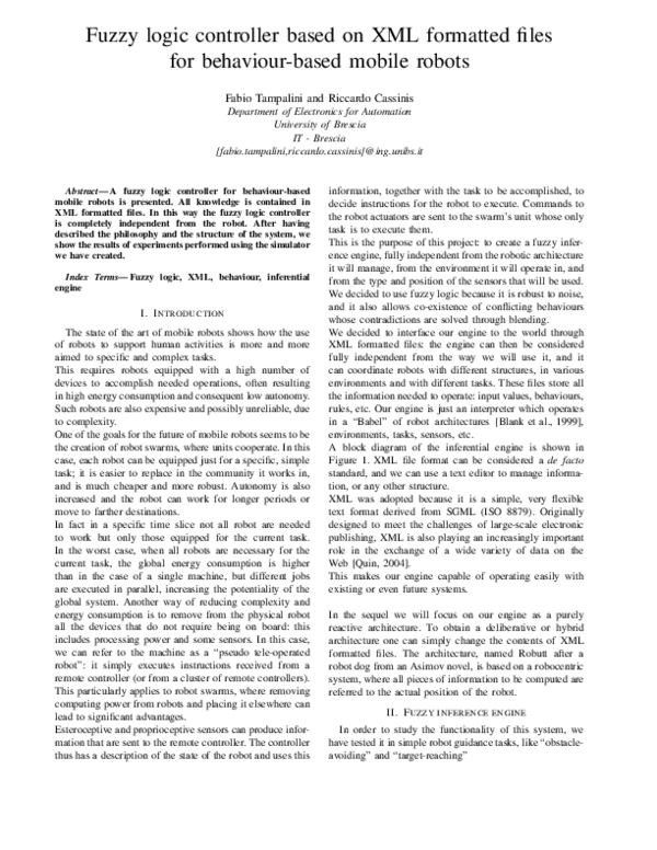 (PDF) Fuzzy logic controller based on XML formatted files for behaviour ...