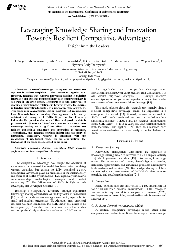 (PDF) Leveraging Knowledge Sharing and Innovation Towards Resilient ...