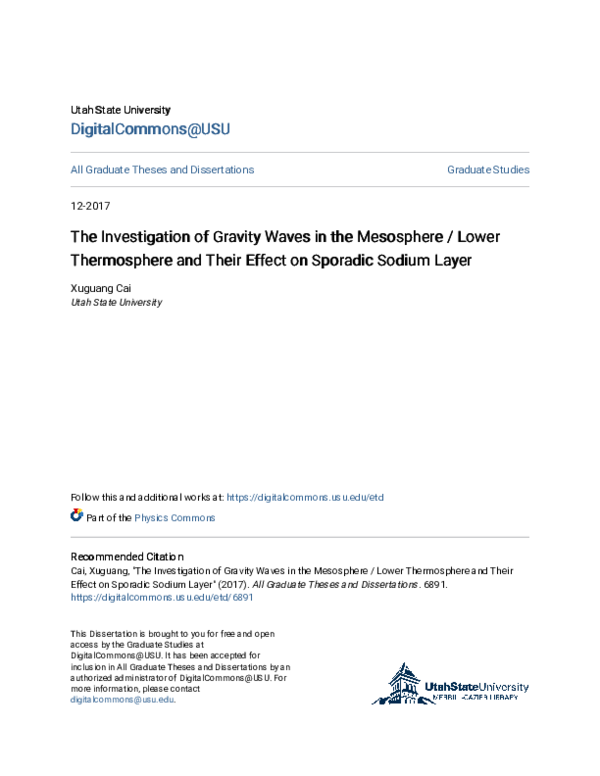 (PDF) The Investigation of Gravity Waves in the Mesosphere / Lower ...