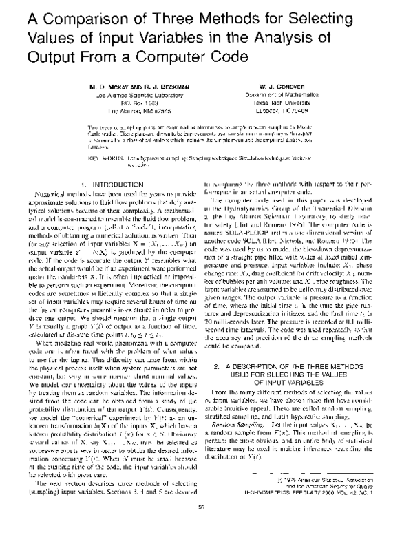 (PDF) A comparison of three methods for selecting values of input ...