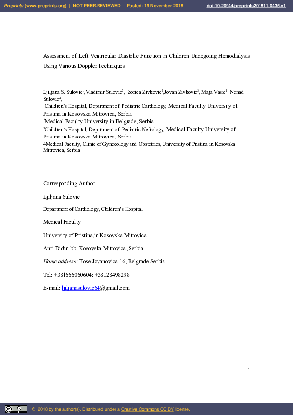 (PDF) Assessment of Left Ventricular Diastolic Function in Children ...