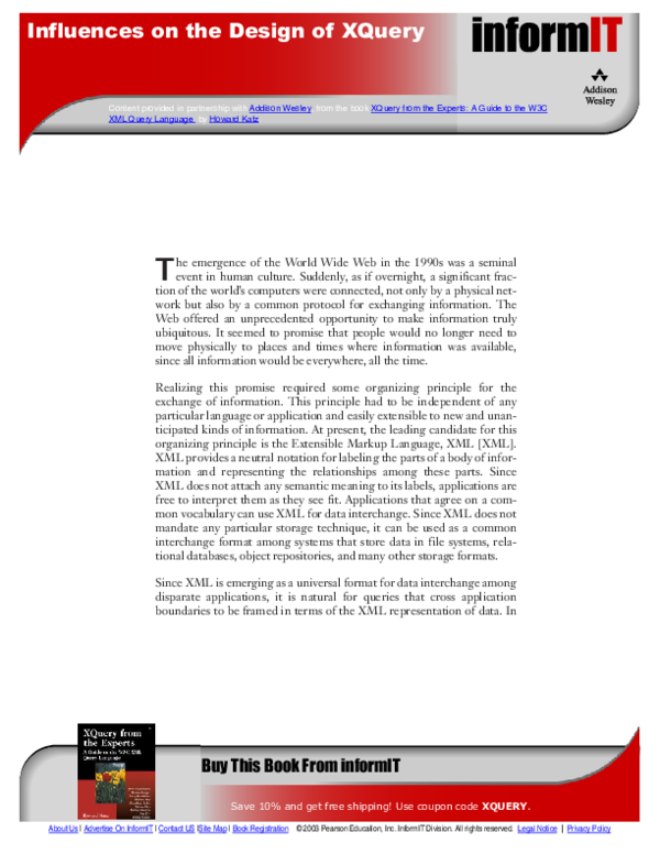 (PDF) XQuery from the experts: a guide to the W3C XML query language