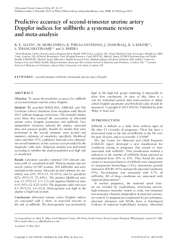 (PDF) Predictive accuracy of second trimester uterine artery Doppler ...
